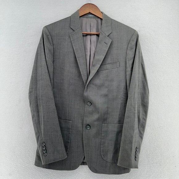 BONOBOs Grey Slim Fit Wool Blend Suit Blazer Jacket 38R Double Vented Preppy - Picture 2 of 11